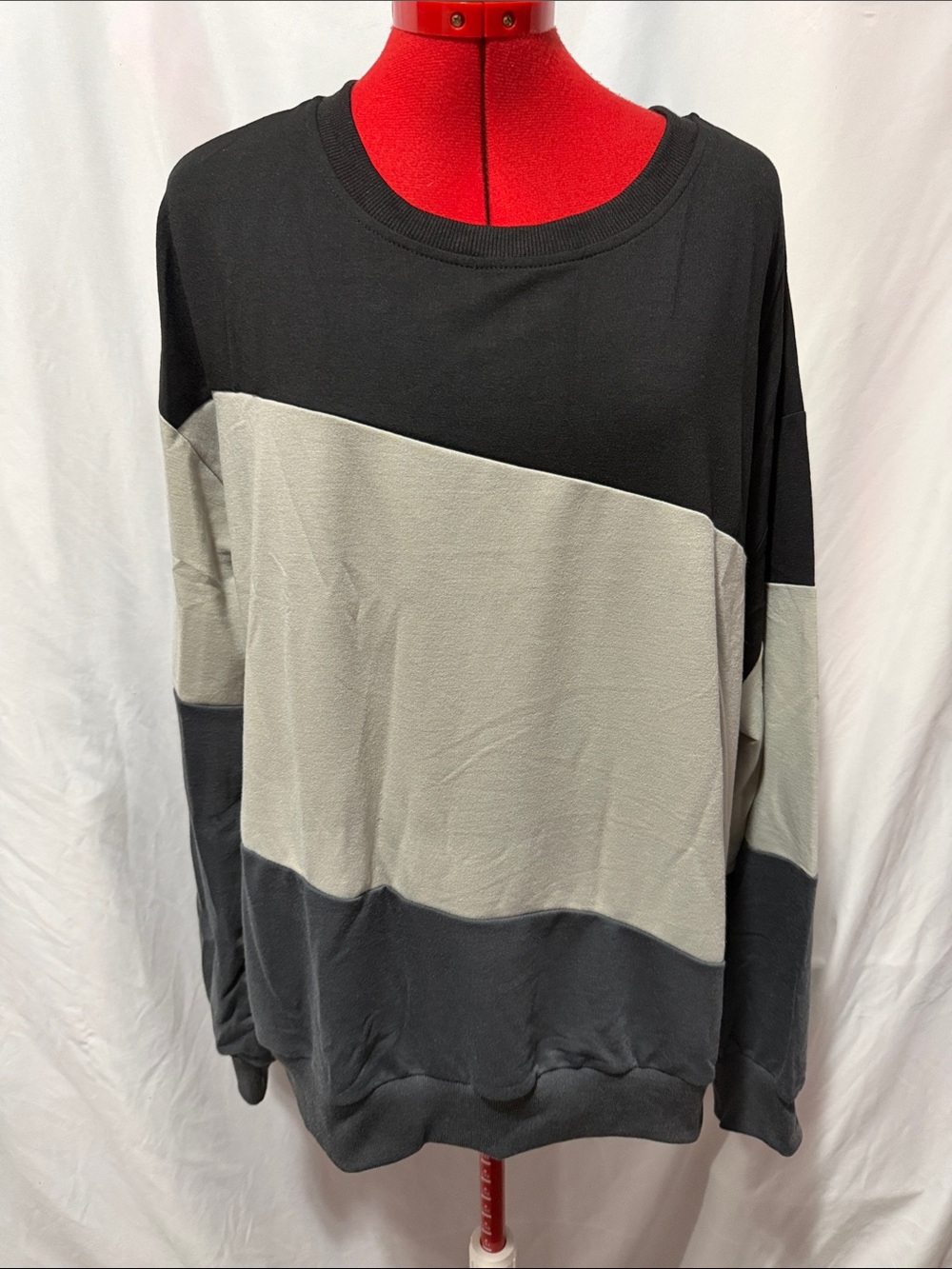 Colorblock Black and Gray Women's Pullover Sweatshirt